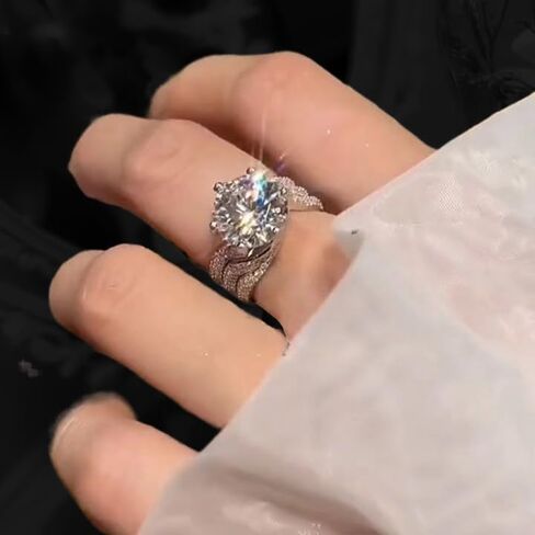 5 Carat Adjustable Opening Size Dove's Egg Moissanite Luxury Full Simulated Diamond Ring in Saudi Arabia