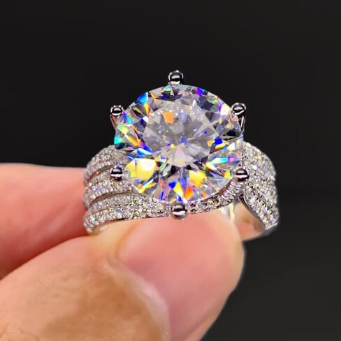 5 Carat Adjustable Opening Size Dove's Egg Moissanite Luxury Full Simulated Diamond Ring in Saudi Arabia
