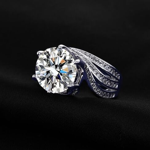 5 Carat Adjustable Opening Size Dove's Egg Moissanite Luxury Full Simulated Diamond Ring in Saudi Arabia