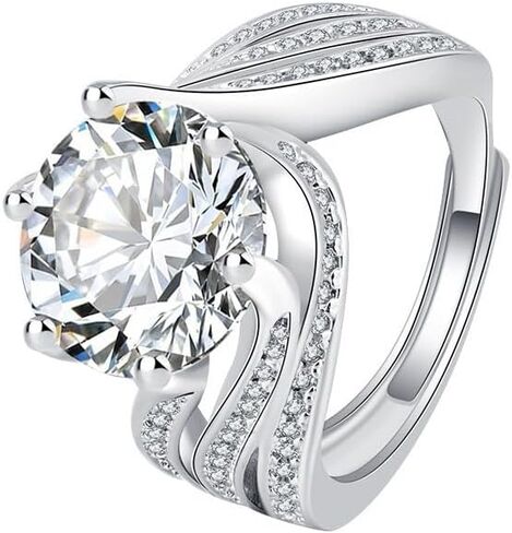 5 Carat Adjustable Opening Size Dove's Egg Moissanite Luxury Full Simulated Diamond Ring in Saudi Arabia