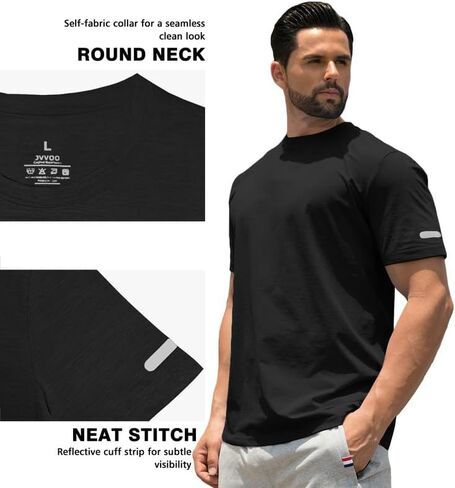 Mens Casual T Shirt Quick Dry Moisture Wicking Regular Fit Gym Workout Athletic Tee Shirts, Available in Big & Tall in Saudi Arabia