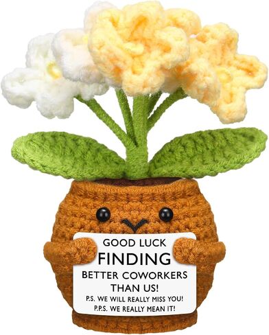 Coworker Leaving Gifts for Women Men, Handmade Positive Flower Doll Crochet with Card Farewell Going Away Goodbye Gifts for Employee Coworker Teacher Friends Her Retirement(Lovely Style) in Saudi Arabia