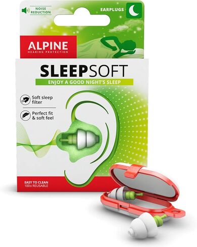 Alpine SleepSoft Sleeping Earplugs - Ultra Soft Filter for Side Sleeper - Reduce Noises & Improve Sleep - Reusable, Hygienic, Hypoallergenic Hearing Protection for Adults with Long Lasting Comfort in Saudi Arabia