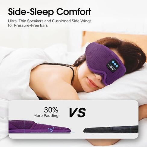 MUSICOZY White Noise Sleep Mask Headphones with 16 Soothing Sounds, Bluetooth Sleep Mask 3D Wireless Music Sleeping Headphones for Side Sleeper in Kuwait