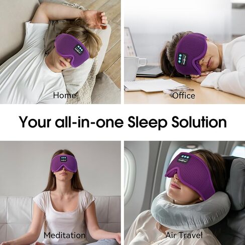 MUSICOZY White Noise Sleep Mask Headphones with 16 Soothing Sounds, Bluetooth Sleep Mask 3D Wireless Music Sleeping Headphones for Side Sleeper in Kuwait