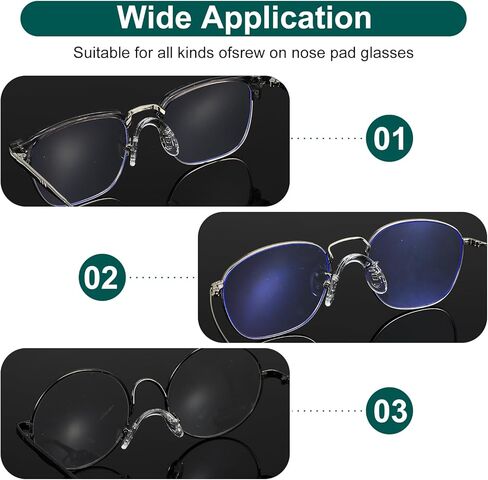 وسادات أنف للنظارات من السيليكون 24 قطعة من وسادات الأنف 3 أحجام على شكل حرف U وحزام سرج وجسر مضاد للانزلاق أداة تثبيت النظارات البديلة مع مفك براغي للكبار نظارات النظارات الشمسية in Kuwait