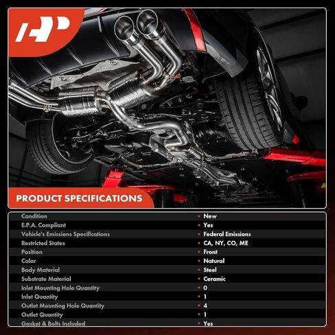 طقم المحول الحفاز الأمامي الممتاز A-Premium متوافق مباشرة مع شيفروليه كروز 2016-2019، تراكس 2019 وبويك إنكور 2016-2019، 1.4 لتر، متوافق مع وكالة حماية البيئة in Saudi Arabia