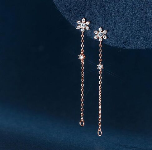 SLUYNZ Sterling Silver CZ Flower Dangle Earrings Chain for Women Teen Girls Flower Drop Earrings Studs in Saudi Arabia