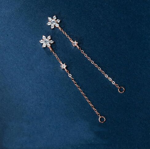 SLUYNZ Sterling Silver CZ Flower Dangle Earrings Chain for Women Teen Girls Flower Drop Earrings Studs in Saudi Arabia