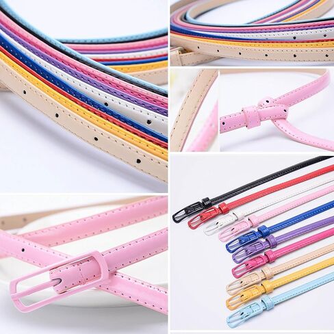 Women Skinny Belts 6 Pack, PU Leather Thin Waist Belts for Dresses, Jeans, Pants with Buckle, Fashion Slim Leather for outfit in Saudi Arabia