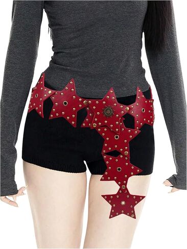 MakeMeChic Women's Star Wide Waist Belt Leather Rivet Studded Y2k Punk Accessories in Saudi Arabia