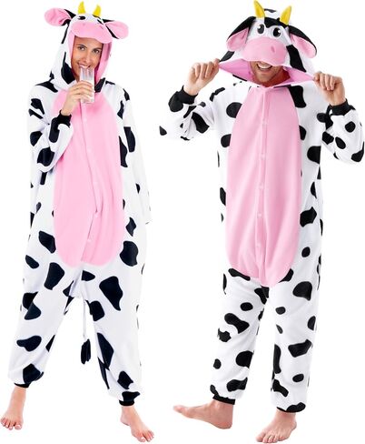 Spooktacular Creations Adults Unisex Pajama, Simple Bear Hooded Jumpsuit Costume with Hat, Brown Bear Zip-Up Hooded Sleepwear for Halloween Cosplay Costume,L in Kuwait