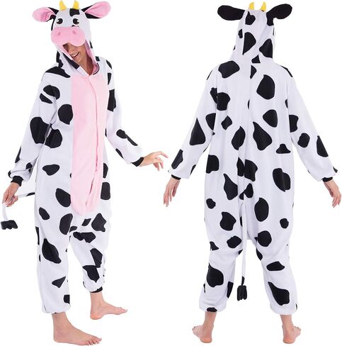 Spooktacular Creations Adults Unisex Pajama, Simple Bear Hooded Jumpsuit Costume with Hat, Brown Bear Zip-Up Hooded Sleepwear for Halloween Cosplay Costume,L in Kuwait