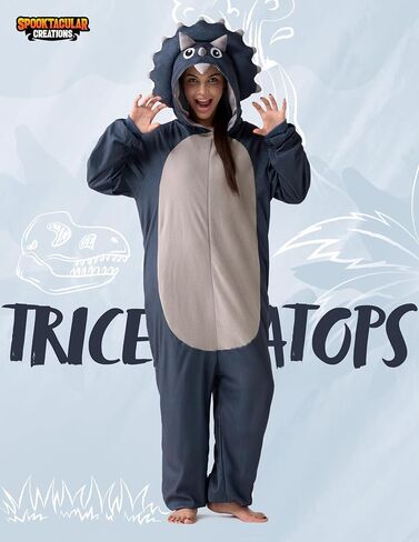 Spooktacular Creations Adults Unisex Pajama, Simple Bear Hooded Jumpsuit Costume with Hat, Brown Bear Zip-Up Hooded Sleepwear for Halloween Cosplay Costume,L in Kuwait