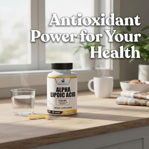 American Standard Supplements Alpha Lipoic Acid 1300mg Per Serving - Vegan, Gluten Free, Non-GMO, 60 Capsules, 30 Servings in Saudi Arabia