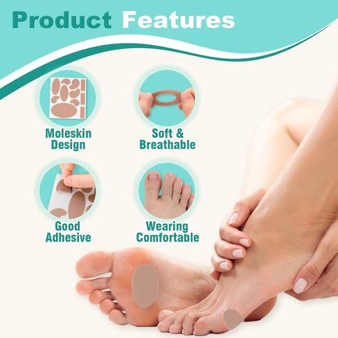Moleskin for Blisters Feet, Adhesive Moleskin Pads, Moleskin Pads for Shoes, Toes, Heel | Blister Prevention and Reduce Friction (20 Sheets - 40 Pieces Total) in Saudi Arabia