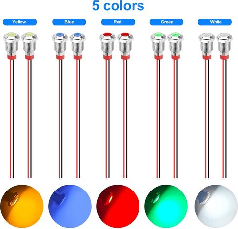 Linkstyle 7PCS 12V LED Indicator Light, Waterproof Signal Lamp Light, 1/2" Panel Cutout Signal Indicator with 300MM Wires in Saudi Arabia