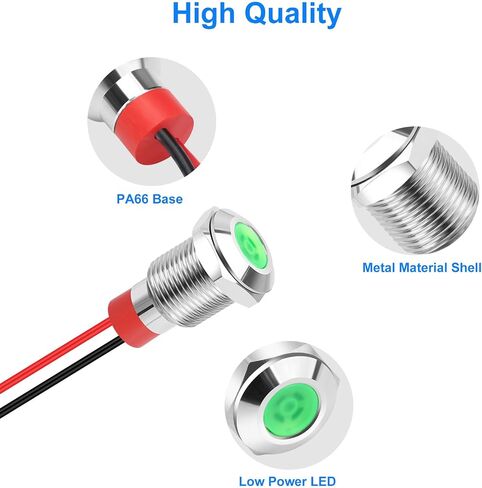 Linkstyle 7PCS 12V LED Indicator Light, Waterproof Signal Lamp Light, 1/2" Panel Cutout Signal Indicator with 300MM Wires in Saudi Arabia
