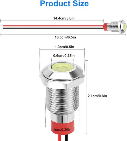 Linkstyle 7PCS 12V LED Indicator Light, Waterproof Signal Lamp Light, 1/2" Panel Cutout Signal Indicator with 300MM Wires in Saudi Arabia