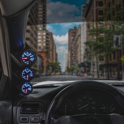 حزمة قياس GlowShift متوافقة مع Volkswagen VW Golf 1999-2005 - ملون 7 ألوان 30 رطل لكل بوصة مربعة/فراغ، ضغط الزيت 100 رطل لكل بوصة مربعة ومقاييس نسبة الهواء/الوقود الرقمية ذات النطاق العريض - جراب عمود ثلاثي أسود in Saudi Arabia