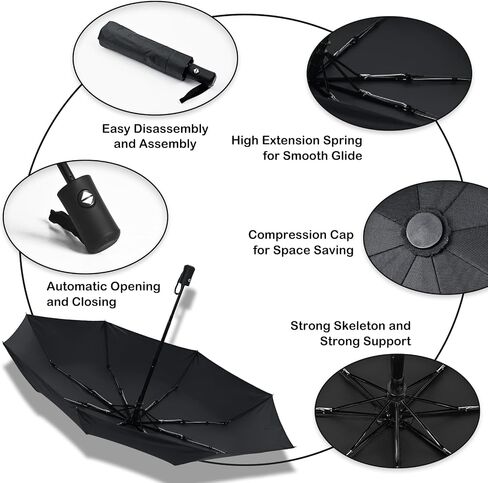 Travel Umbrella, Automatic UV Protection Umbrella, Automatic Umbrellas for Rain, Travel Umbrella Compact, Mini Umbrella for Travel, Compact Umbrella, Windproof Umbrella for Women Men in Saudi Arabia