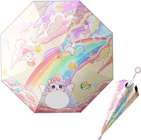 HOUSTIN Kids Umbrella – Lightweight & Fun Design with 360° Reflective Strips, Safety Anti-Pinch Mechanism, Perfect for Rain or Shine, Ages 3-10 – Ideal Outdoor Umbrella for Children in Saudi Arabia