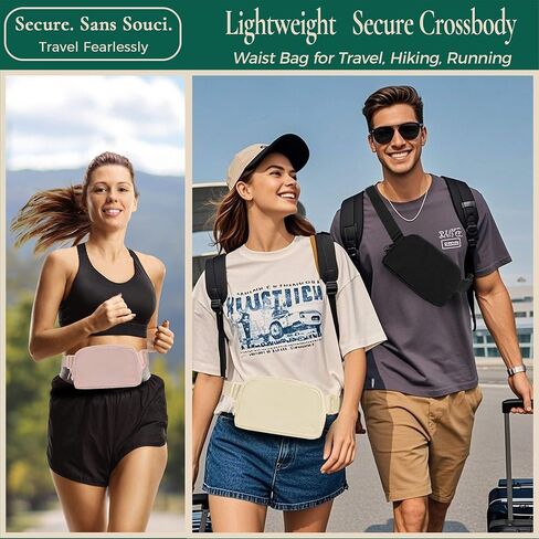 Anti-Theft Fanny Pack for Women & Men, Lightweight Secure Crossbody Waist Bag with Anti-Slip Adjustable Strap for Travel, Hiking, Running, Water-Resistant Belt Bag, Everyday Essentials Organizer Beige in Saudi Arabia