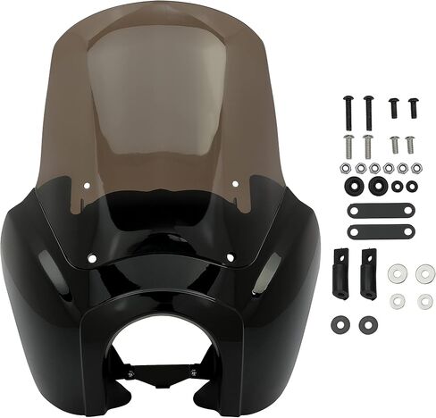 KUAFU Front Upper Fairing Cover Compatible with 1987-2017 Harley Davidson Dyna Super Glide T-Sport FXDXT FXR 15" Windshield Windscreen Black & Smoke in Saudi Arabia
