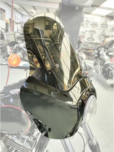 KUAFU Front Upper Fairing Cover Compatible with 1987-2017 Harley Davidson Dyna Super Glide T-Sport FXDXT FXR 15" Windshield Windscreen Black & Smoke in Saudi Arabia
