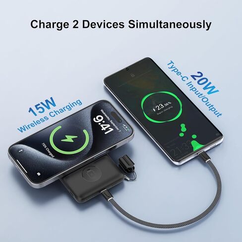 شاحن محمول لاسلكي مغناطيسي مع شاحن ساعة Apple، بنك طاقة صغير 5000 مللي أمبير PD 20 وات شحن سريع من النوع C، حزمة بطارية Mag-Safe متوافقة مع iPhone 15/14/13/12 وسلسلة iWatch in Kuwait