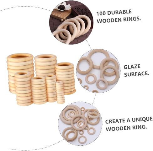 LIFKOME 100pcs Wooden Circle Accessories DIY Key Ring Drapery Ring Large Curtain for Jewelry Making in Saudi Arabia