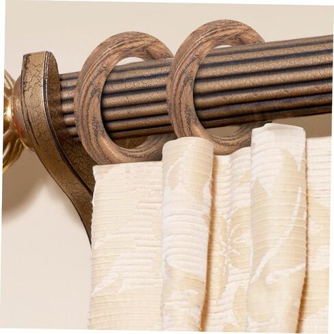 2pcs Wooden Curtain Rings for Easy Sliding Replacement Hooks for Drapes Heavy-Duty Decorative Curtain Rod Accessories Walnut Finish in Saudi Arabia