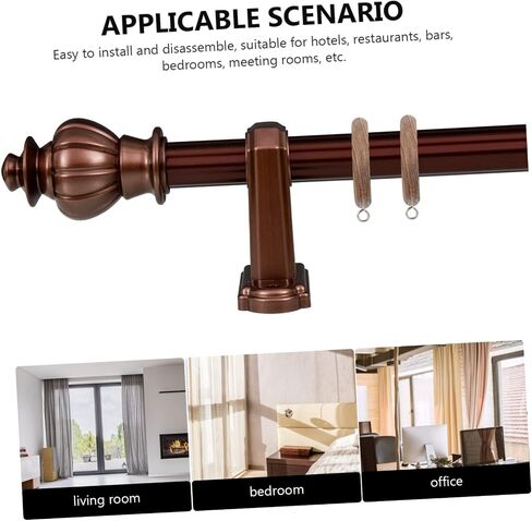 2pcs Wooden Curtain Rings for Easy Sliding Replacement Hooks for Drapes Heavy-Duty Decorative Curtain Rod Accessories Walnut Finish in Saudi Arabia