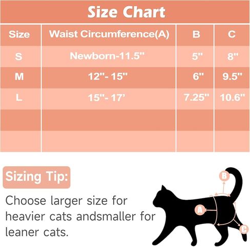 Cat Diapers, Reusable Cat Diapers with Good Absorbency, Washable Diapers for Kittens & Cats, Secure Fit (3 Pack) in Kuwait