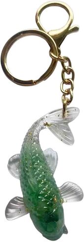 BattleTim Koi Fish Keychain Feng Shui Crystal Epoxy Natural Stone Key Ring Healing Gemstone Gift Keyring Bag Accessory in Kuwait