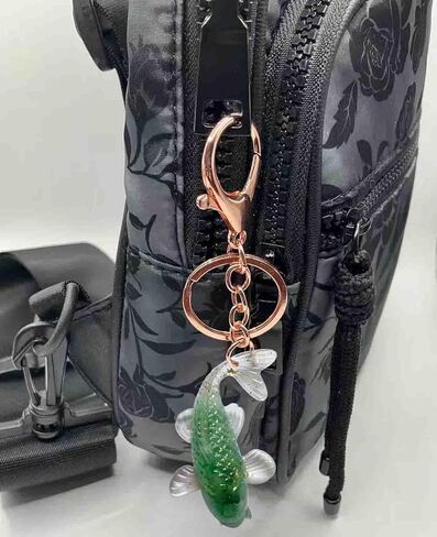 BattleTim Koi Fish Keychain Feng Shui Crystal Epoxy Natural Stone Key Ring Healing Gemstone Gift Keyring Bag Accessory in Kuwait