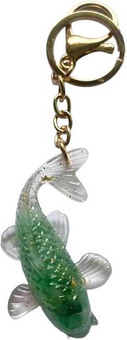 BattleTim Koi Fish Keychain Feng Shui Crystal Epoxy Natural Stone Key Ring Healing Gemstone Gift Keyring Bag Accessory in Kuwait