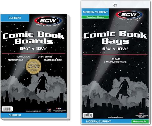 200 BCW RESEALABLE Current Comic Bags & Backer Boards in Saudi Arabia