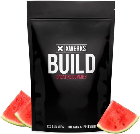 Xwerks Build Creatine Monohydrate Gummies for Men & Women (120 Count) 100% Pure Creatine - Lemon Flavored Creatine Gummies (4g Creatine Per Serving) Pre Workout Gummies (5,000mg) in Saudi Arabia