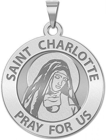PicturesOnGold.com Saint Charlotte Round Religious Medal - - 1 Inch Size of a Quarter -Sterling Silver in Kuwait