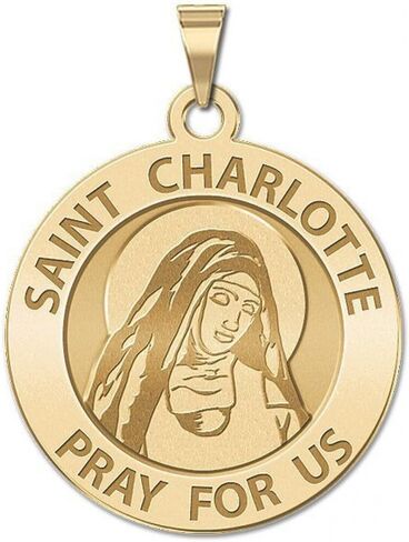 PicturesOnGold.com Saint Charlotte Round Religious Medal - - 1 Inch Size of a Quarter -Sterling Silver in Kuwait