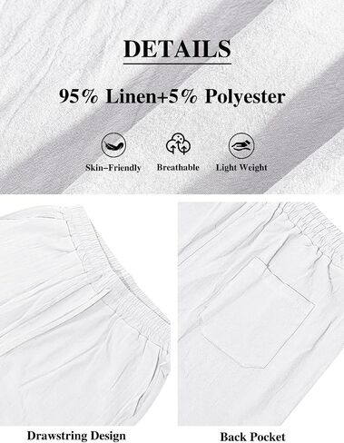 Men's Casual Linen Pants Loose Fit Drawstring Waist Lightweight Men Linen Summer Beach Long Pants Yoga in Saudi Arabia