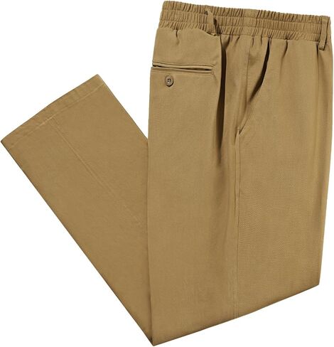 LETAOTAO Men's Big and Tall Cotton Relaxed Soft Fit Twill Pants Elasticized Comfort Waistband with Zipper Fly and Pockets in Saudi Arabia