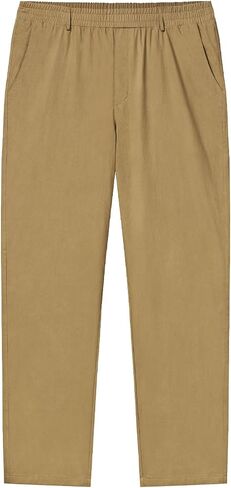 LETAOTAO Men's Big and Tall Cotton Relaxed Soft Fit Twill Pants Elasticized Comfort Waistband with Zipper Fly and Pockets in Saudi Arabia