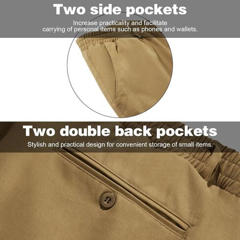 LETAOTAO Men's Big and Tall Cotton Relaxed Soft Fit Twill Pants Elasticized Comfort Waistband with Zipper Fly and Pockets in Saudi Arabia
