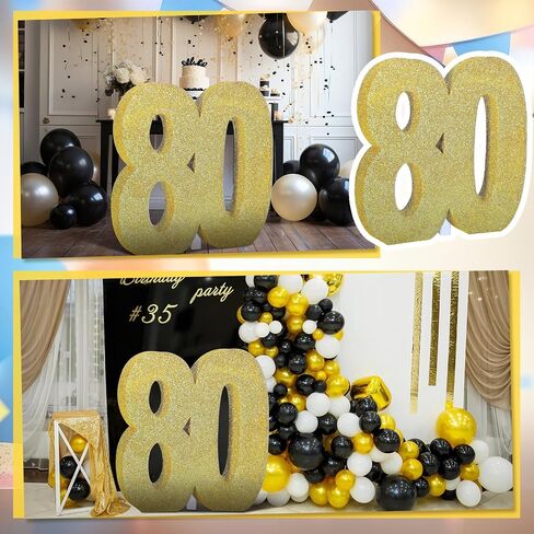 جيلين 4 قدم 80 عيد ميلاد الحزب الزينة الذهب اللامع 80 رقم قطع الورق المقوى الوقوف الذكرى معلم 80 عدد صور كشك الدعائم قطع الورق المقوى علامة الوقوف لديكور الاحتفال in Saudi Arabia