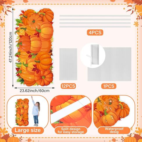 Geelin 24" H Pumpkin Cardboard Cutout Stand up Fall Party Decoration Harvest Life Size Photo Props Pumpkin Maple Leaf Backdrop for Autumn Halloween Thanksgiving Festival Party Supplies in Saudi Arabia