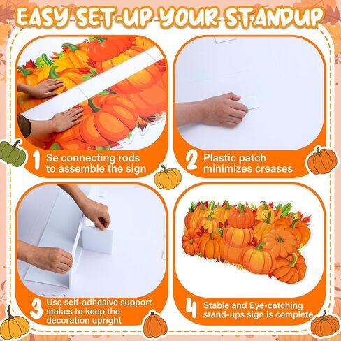 Geelin 24" H Pumpkin Cardboard Cutout Stand up Fall Party Decoration Harvest Life Size Photo Props Pumpkin Maple Leaf Backdrop for Autumn Halloween Thanksgiving Festival Party Supplies in Saudi Arabia