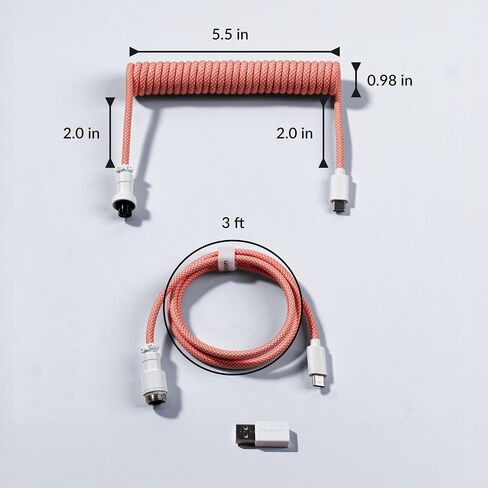 Keychron Custom Coiled Aviator USB Cable - Light Purple in Saudi Arabia