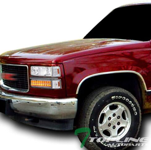 7422452348357 متوافق مع 1994-2000 GMC C10 C/K بيك اب شاحنة / سييرا سوبربان يوكون كروم مبيت مع أضواء زاوية إشارة عاكس كهرماني 4 قطع in Saudi Arabia